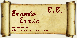 Branko Borić vizit kartica